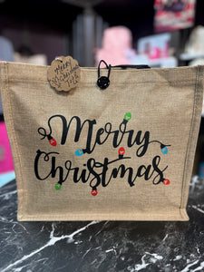 "Merry Christmas" Lights Tote Bag