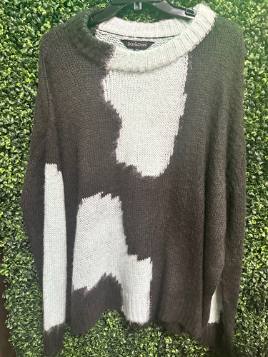 Grey & Blue Spotted Thick Sweater Plus Size