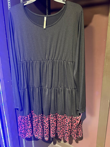 Red Leopard Ruffley Top/Tunic Plus Size