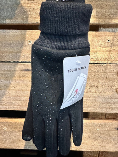 Black Beaded Touch Screen Gloves