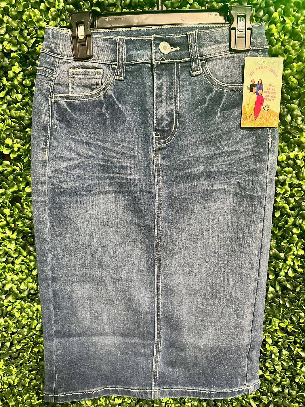 Girls Dark Denim Light Fade Denim Skirt