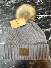 Load image into Gallery viewer, Knit Pom Pom/Fur Ball Beanie Hat (3 Options)