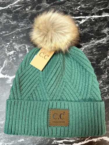 Knit Pom Pom/Fur Ball Beanie Hat (3 Options)