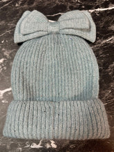 Load image into Gallery viewer, Blue Sequin &amp; Shimmery Bow Hat