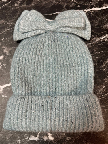 Blue Sequin & Shimmery Bow Hat