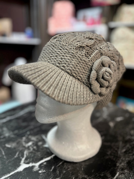 Knit Rose Beanie Hat (2 Options)