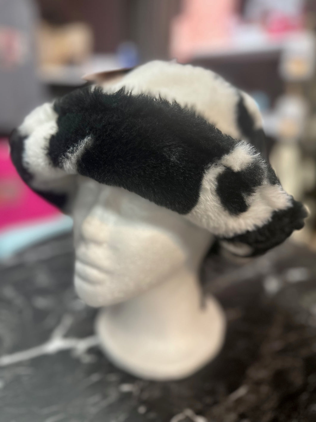 Cow Print Fuzzy Adjustable Bucket Hat