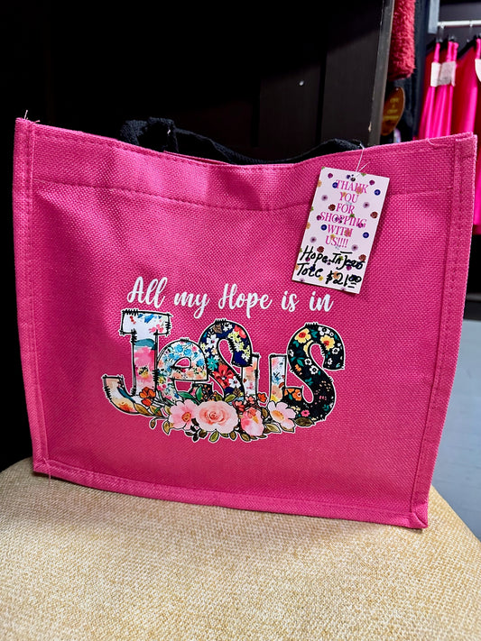 "Hope In Jesus" Pink Tote Bag