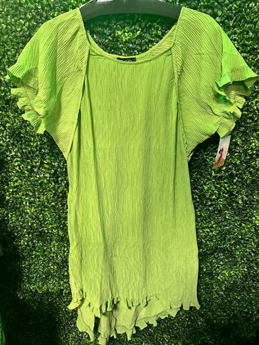 Green Apple Ruffled High Low Dress
