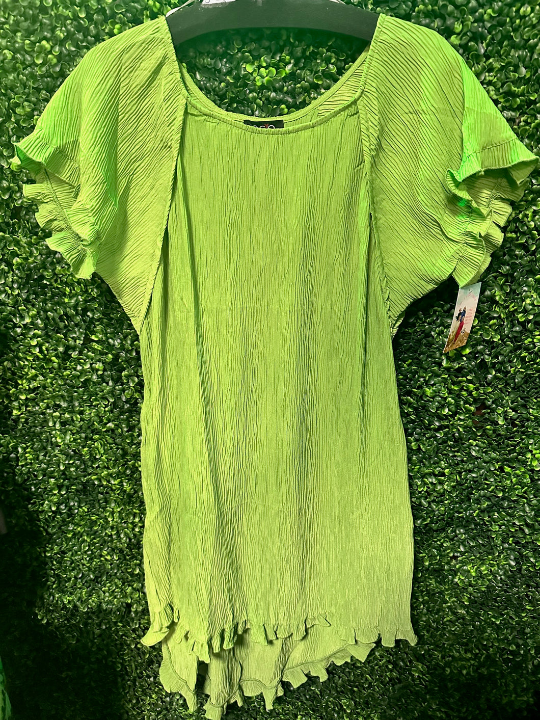 Green Apple Ruffled High Low Dress