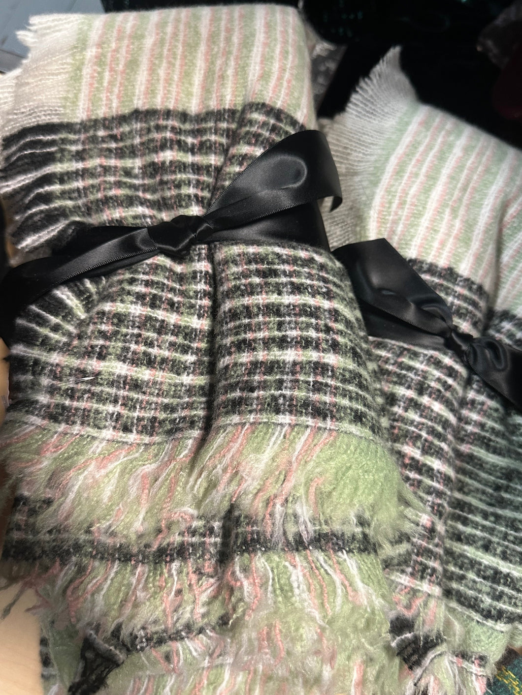 Black/White/Pink/Green Winter Scarf