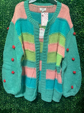 Load image into Gallery viewer, Striped Colorful Open Cardigan W/ Pom-Poms