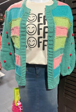 Load image into Gallery viewer, Striped Colorful Open Cardigan W/ Pom-Poms