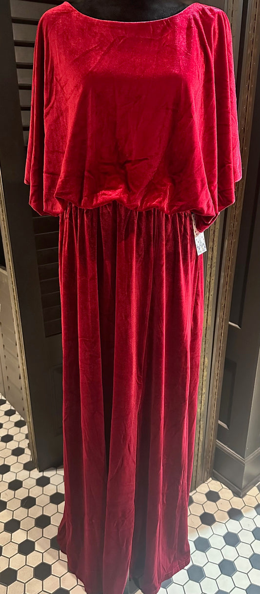Elegant Velvet Cape Sleeve Dress Plus Size (3 Options)