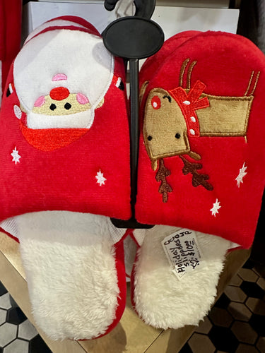 Santa & Reindeer Christmas Plush Slippers
