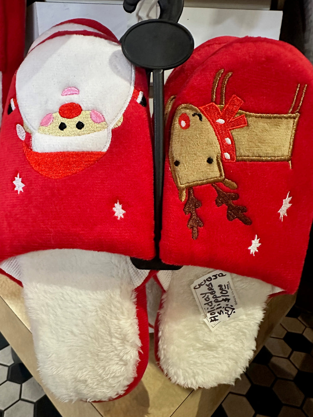 Santa & Reindeer Christmas Plush Slippers