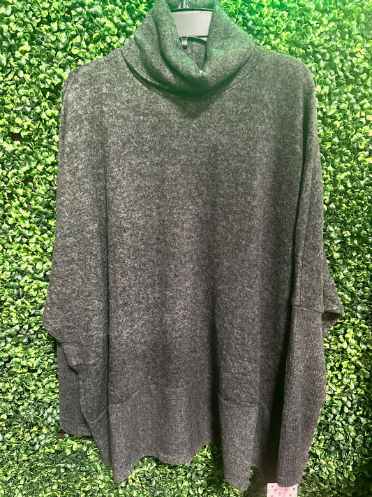 Fuzzy Lantern Sleeve Turtleneck Sweater (2 Options)