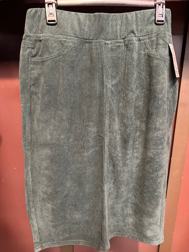 Green Corduroy Pencil Skirt