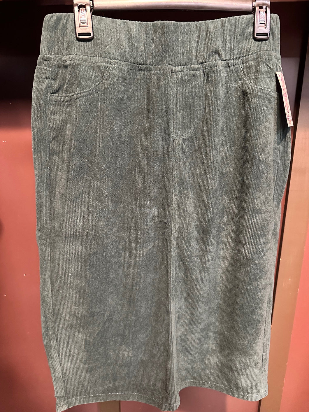 Green Corduroy Pencil Skirt