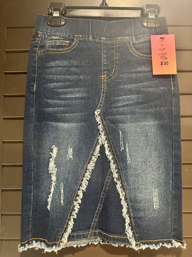 Little Girls Frayed Denim Skirt
