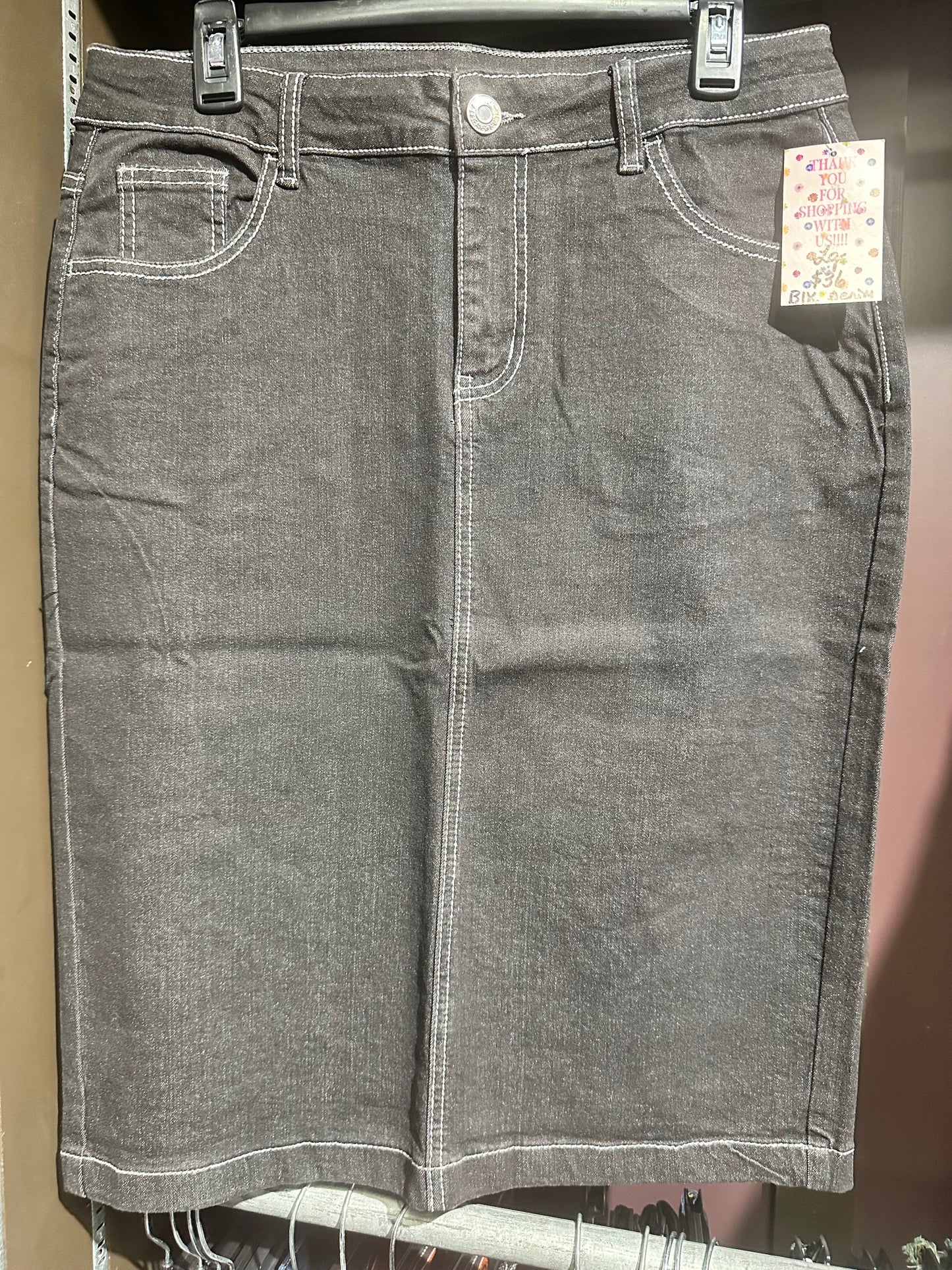 Black Denim Pencil Skirt