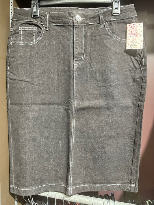Black Denim Pencil Skirt