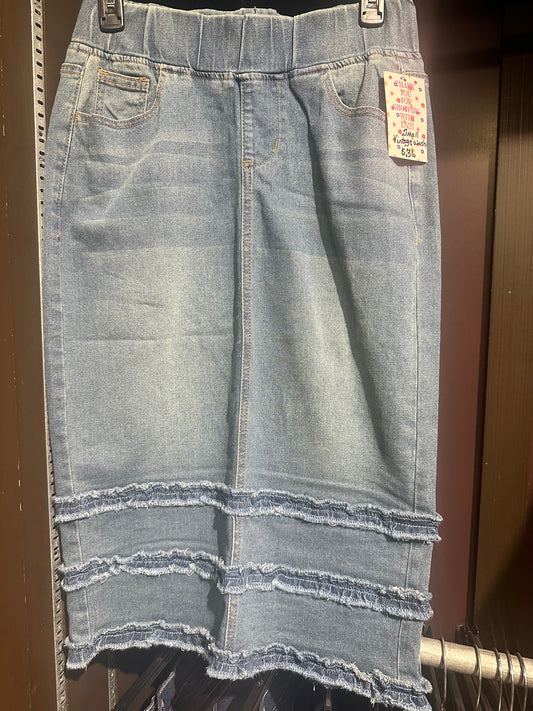 Vintage Wash Fun Edging Denim Skirt