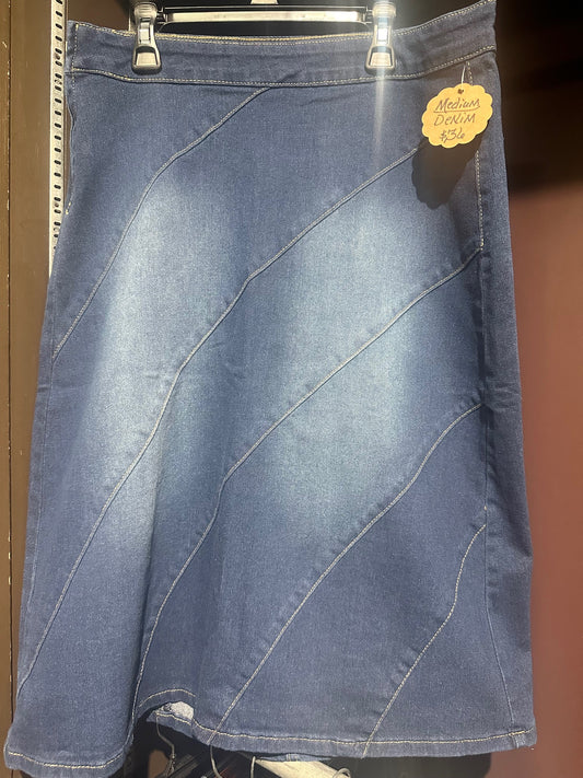 Full Style Denim Striped Skirt