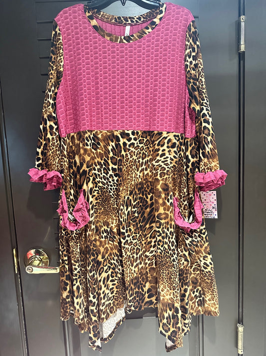 Purple & Leopard Ruffle Plus Size Top/Tunic