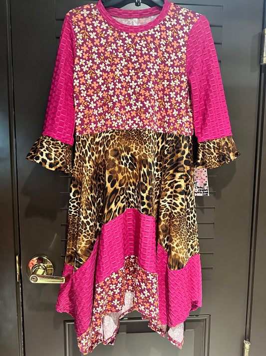 Pink Floral & Leopard Tunic/Top