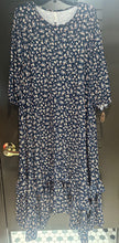 Load image into Gallery viewer, Floral Print Navy Blue Ruffley Dress