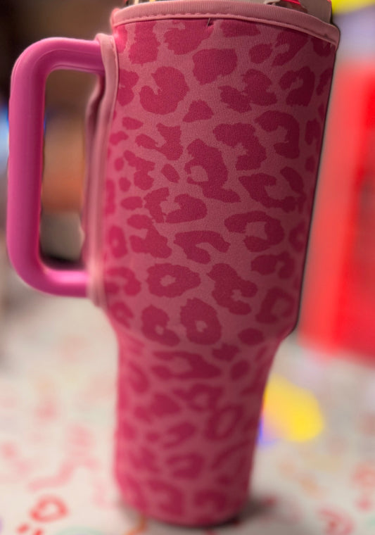 Pink Leopard Drink Cozie (40 OZ.)