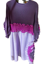 Load image into Gallery viewer, Purple dress with pink trim on a table