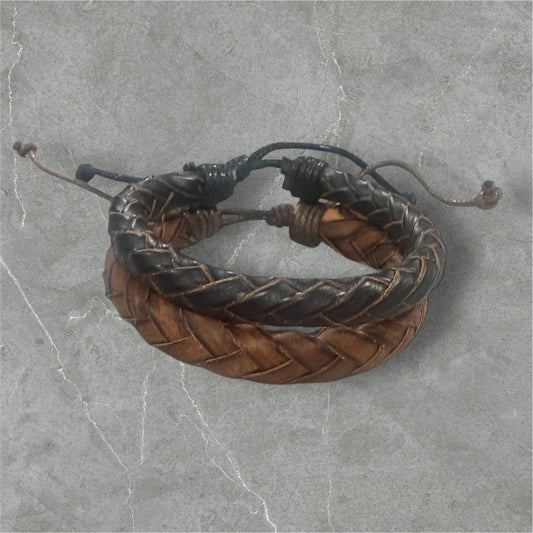 PLAIN BRAIDED LEATHER BRACELETS