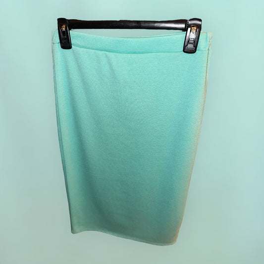 MINT GREEN POLY-COTTON PENCIL SKIRT
