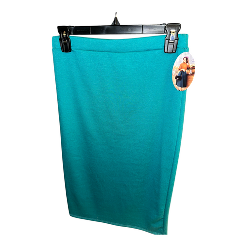 TEAL BLUE POLY-COTTON PENCIL SKIRT
