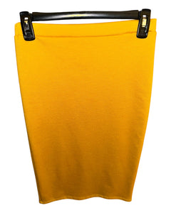 Mustard Yellow Poly-Cotton Pencil Skirt