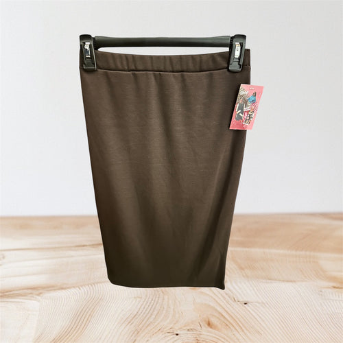 Chocolate Brown Poly-Cotton Pencil Skirt