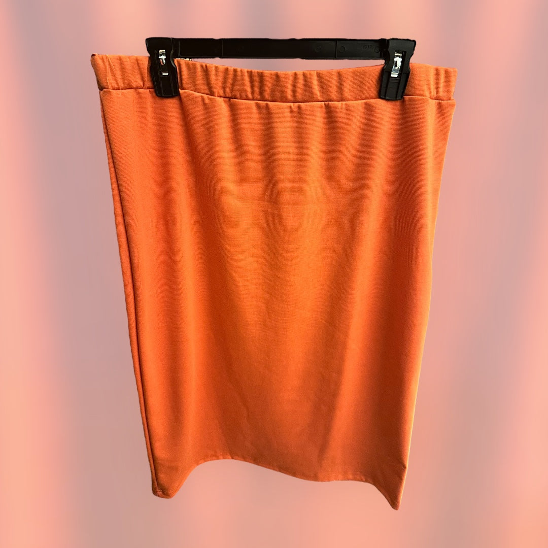 Orange Poly-Cotton Pencil Skirt