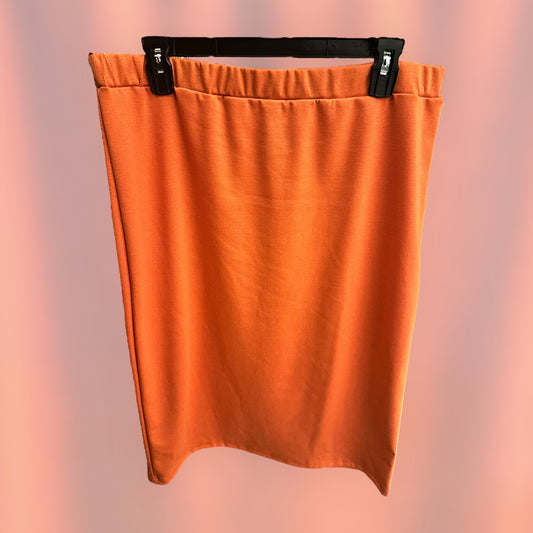 Orange Poly-Cotton Pencil Skirt