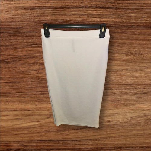 White Poly-Cotton Pencil Skirt
