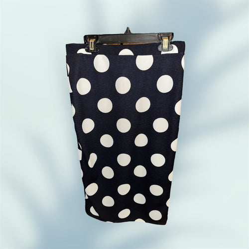 Navy & White Big Polka Dot Pencil Skirt