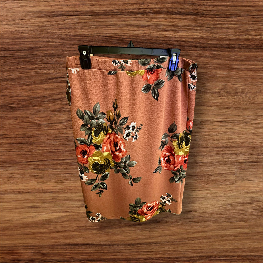 Mauve Pink Floral Pencil Skirt