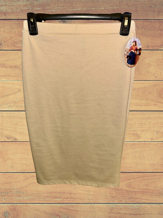Champagne Poly-Cotton Pencil Skirt
