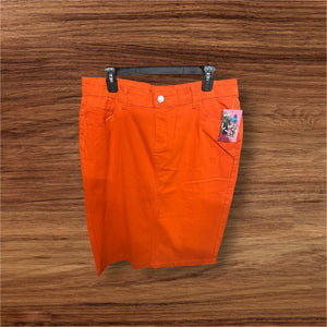 Orange Pencil Denim Skirt