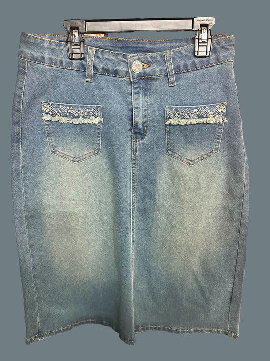 Embellished Pockets Denim Skirt