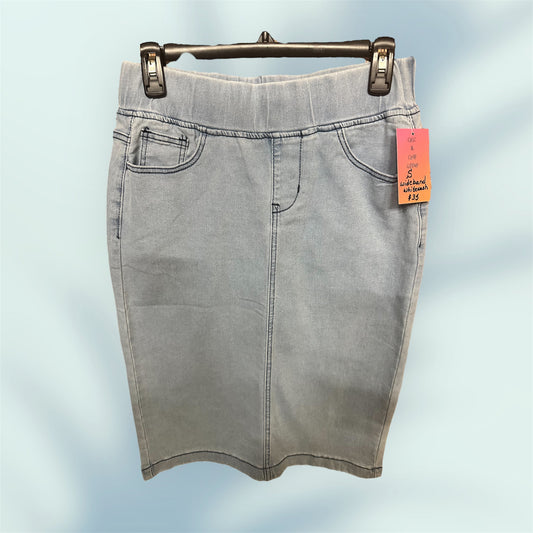 Elastic Band Light Wash Denim Skirt