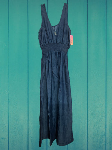 Long Denim Dress w/ Elastic Band