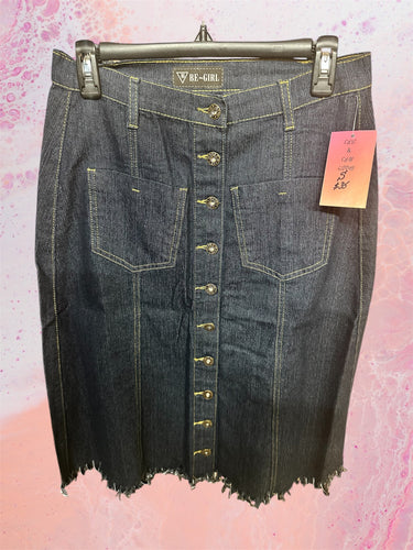 Button-Down Dark Denim Skirt