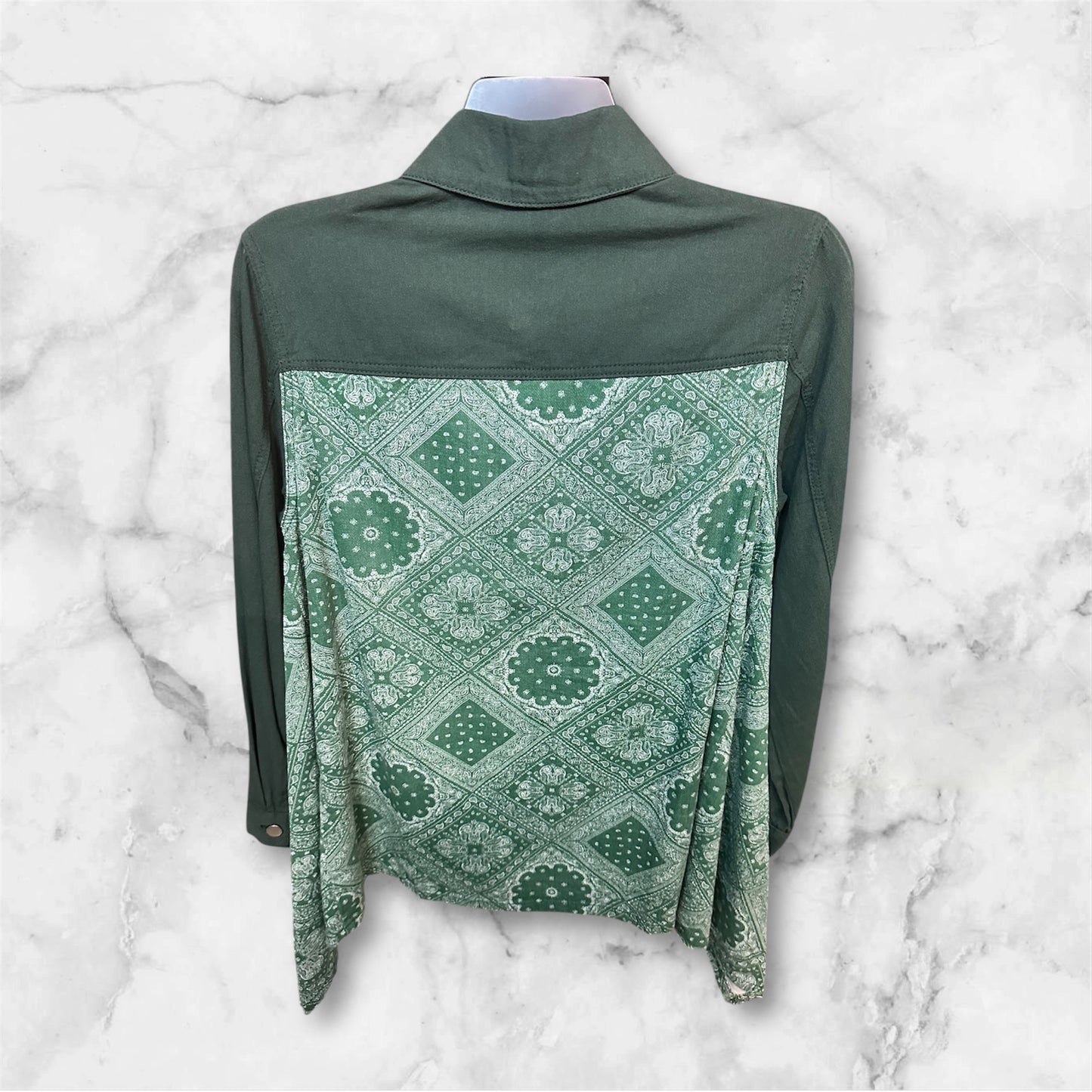 Green Denim Jacket W/ Paisley Back